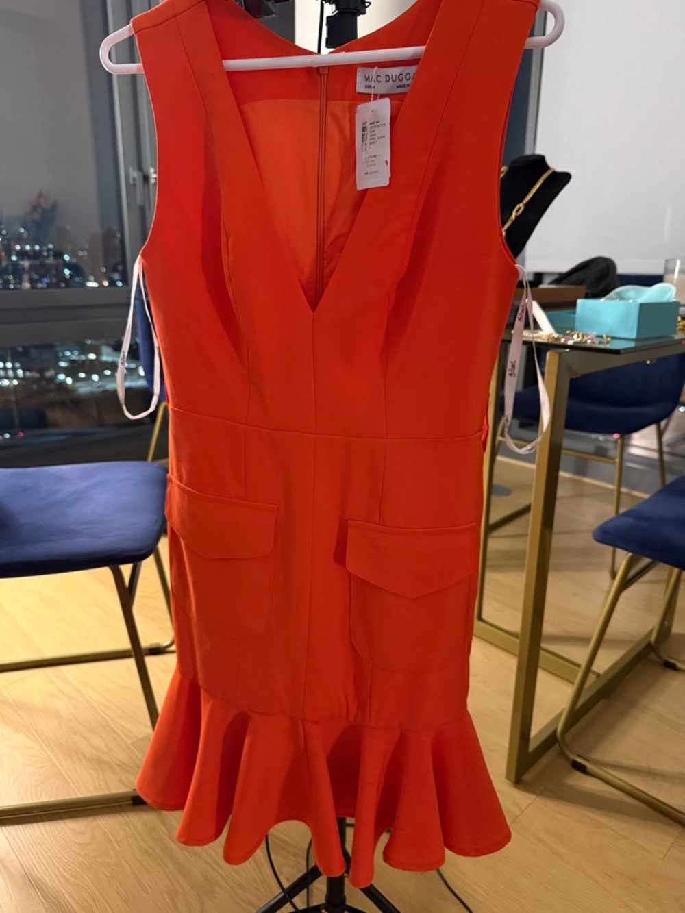 Mac Duggal Elegant Orange Sleeveless Dress